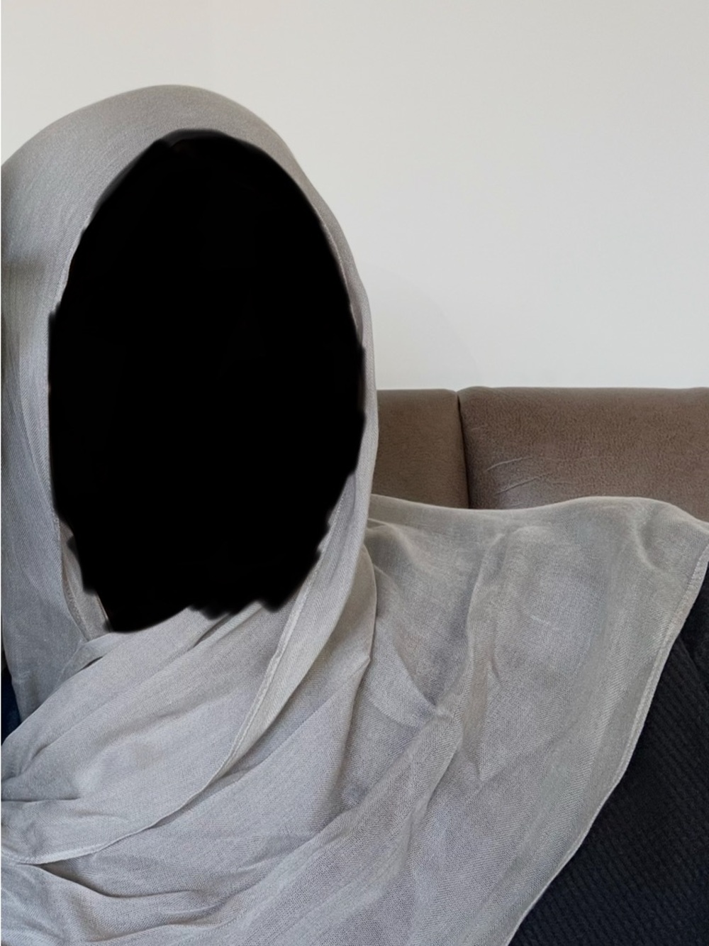 Veiled collection warm grey modal hijab regular length